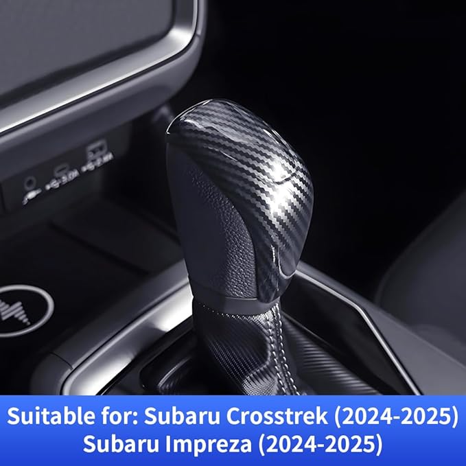 Car Center Console Gear Shift Knob Trim Cover for Subaru Crosstrek Impreza 2024 2025 2026 Auto Interior Accessories Central Control Stick Protection Panel Carbon Fiber Style Kit