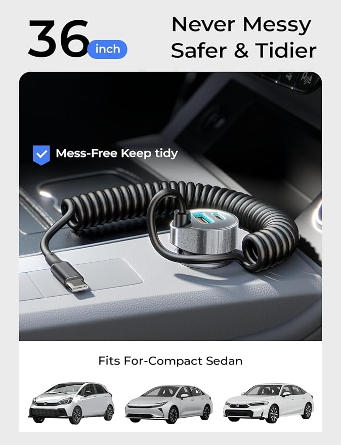 LISEN 90W for iPhone 17e 16 15 Pro Max Car Charger USB C Fast Charge,Super Fast for iPhone 15 16 17 Pro Car Charger USB C Adapter for iPhone 17 16 15 Air ProMax Plus,Samsung Galaxy S26 Ultra, Android