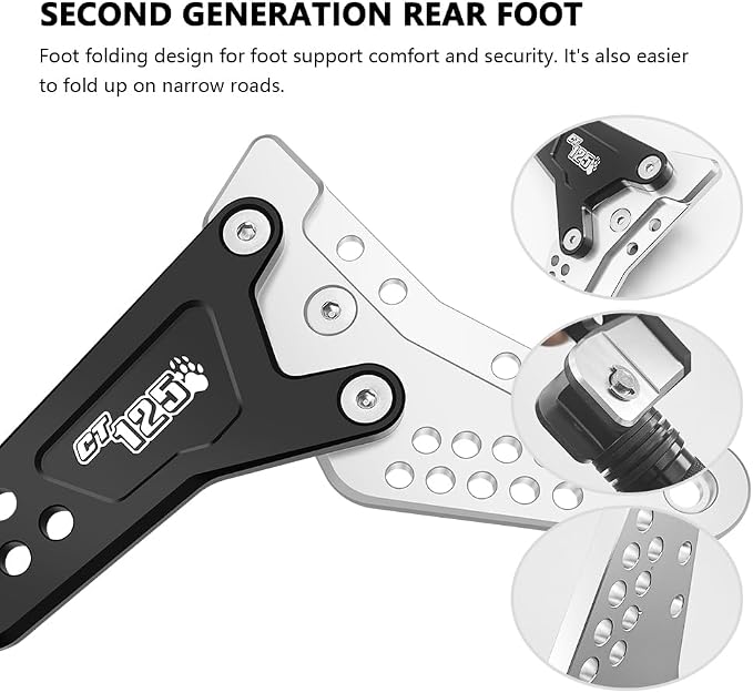 For CT125 2024 Trail125 Trail 125 2026 2025 2024 2023 2022 2021 2020 Motorcycle accessories rear foot pedal passenger foot stand pedal rear passenger footrest foot pegs bracket (black)
