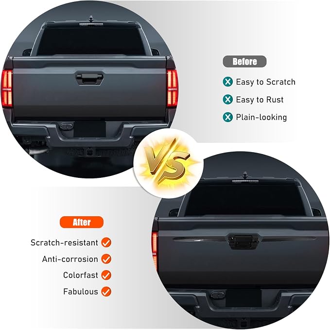 ABS Car Look Rear Door Handle Panel Cover Trim Compatible with Toyota Tacoma SR 2024+,Car Tailgate Handle Trim Strip (Black Carbon Fiber)