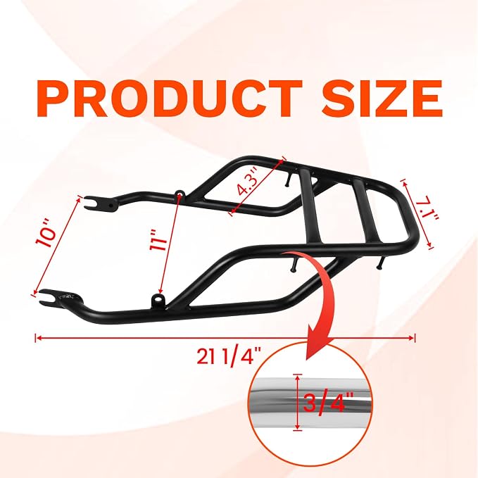 CHIFUN Rear Luggage Rack for Kawasaki W800 2020-2023, W800 ABS 2024-2026, W800 Cafe 2019-2020, Steel Motorcycle Luggage Shelf Bracket Cargo Rack Replacement (Black)
