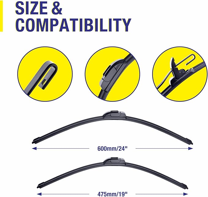 24"+19" Windshield Wiper Blades Replacement For Ford Fusion 2012 2011 2010 2009 2008 2007 2006/Chevy Equinox 09-05 Impala 21-14 Malibu 15-13/Dodge Journey 2020-2008,Windshield Wiper Blades For My Car
