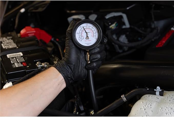 Mityvac MV5530 Engine Compression Test Kit, Manual Pressure Release, 2-3/4 in. Bourdon Tube Gauge, Quick-Disconnect Coupler, Includes Threaded Adapters for Motorcycles, Marine and Small Engines