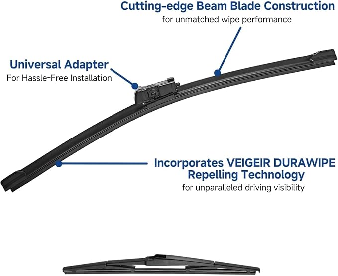 3 Pack Windshield Wiper Blades Compatible with Chevrolet Chevy Spark 2013 2014 2015 Original Factory Quality Front Rear Wipers Blade Set for My Car - 24" 16" 12"
