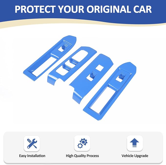 Daeiclru Window Lift Switch Panel Cover Compatible with Toyota Tacoma 2024 2025, Pickup Truck Door Power Window Glass Lift Switch Button Protection Cover Interior Accessories (Blue)