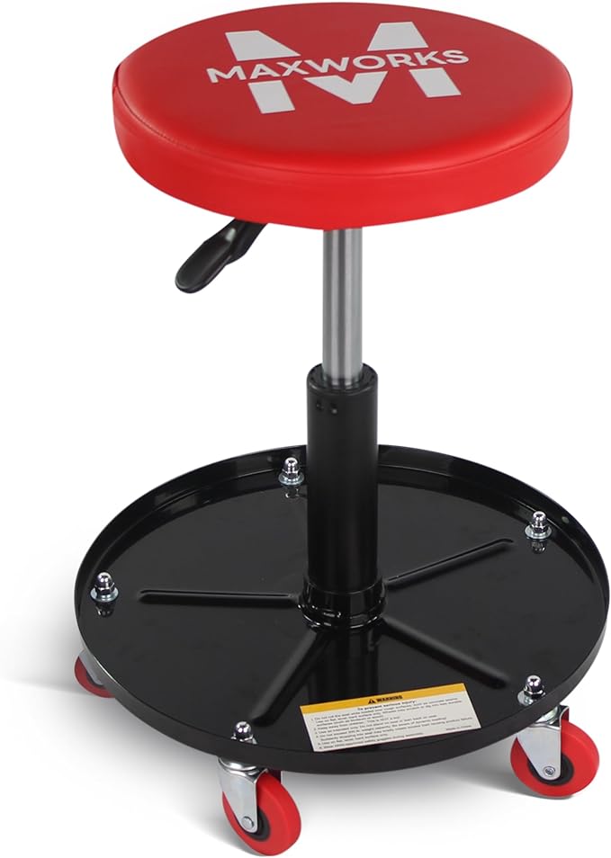 MaxWorks 80771 Pneumatic Roller Seat/Creeper with Adjustable Height - 300 lb Capacity