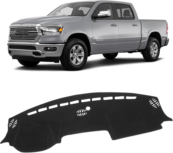 KUST Black Dash Cover for Dodge RAM 1500 2500 3500 2019-2024 2025 2026 Non-Slip Interior for Dodge RAM Accessories Dashboard Cover Custom Fit Dash Mat Sunshade Windshield Glare