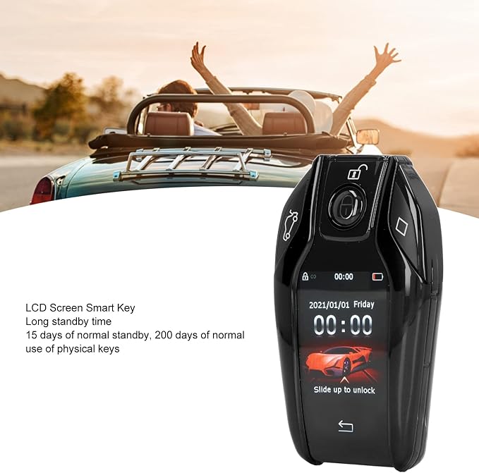 Greensen Universal TK800+ LCD Touch Screen Smart Key, Alloy Frame, Keyless Entry with 15 Days Standby for Start Stop Engine Vehicles (Black)