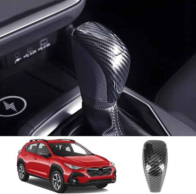 Car Center Console Gear Shift Knob Trim Cover for Subaru Crosstrek Impreza 2024 2025 2026 Auto Interior Accessories Central Control Stick Protection Panel Carbon Fiber Style Kit
