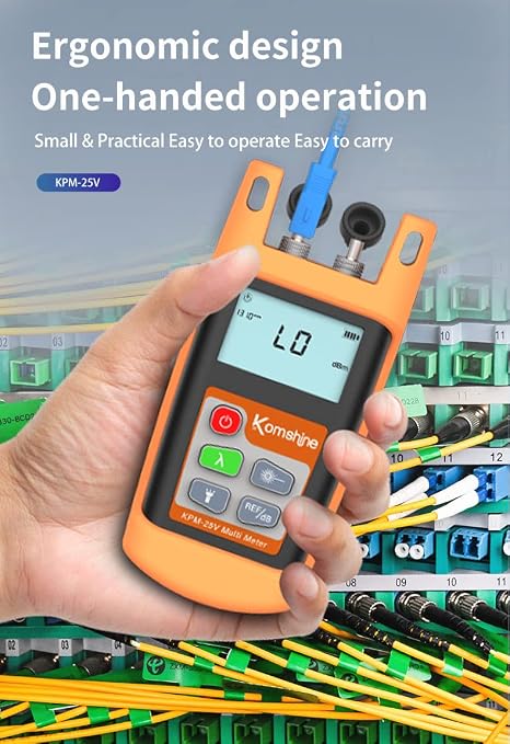 FTTH Fiber Optic Power Meter 7 Wavelengths KPM-25V OPM -70~+10dBm & LED Light & Independent VFL Function Test Distance 5-8km5-8km Accuracy: +0.2dB