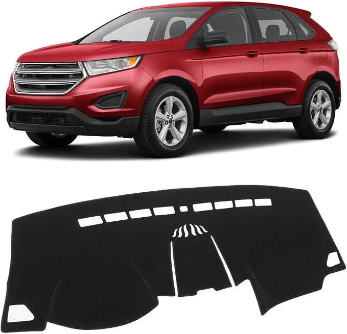 KUST Black Dash Cover Compatible with 2015-2025 2026 Ford Edge Dashboard Cover Accessories for Edge Non-Slip Polyester Dashboard Mat Custom Fit Center Console Sunshield Protector No Glare