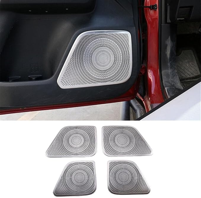 4Pcs Stainless Steel Silver Interior Car Door Speaker Horn Net Cover Decorative Trim Fit forToyot-a Tacoma 2016 2017 2018 2019 2020 2021 2022 Car Accessories