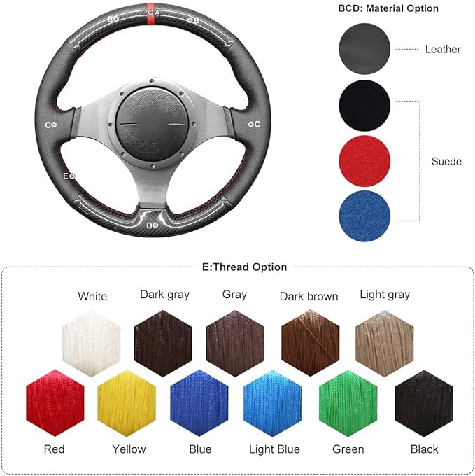 MEWANT Car Steering Wheel Cover for Mitsubishi Lancer Evolution 8 VIII 2003-2004 / Lancer Evolution 9 IX 2005-2006 Customized Hand Stitch
