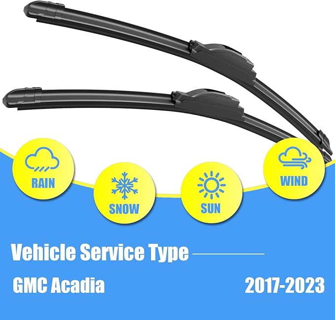 Gavimnal® 24"+20"+10" Silicone Wiper Blades Replacement For GMC Acadia 2017-2023,All-Season Front Rear Windshield Wiper Blades(Set of 3)