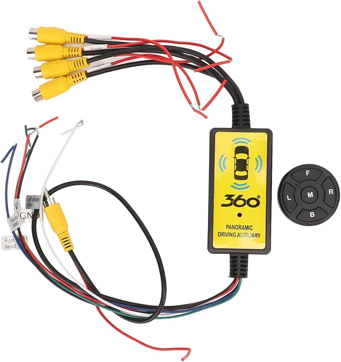 Car Backup Camera Splitter Switch 4 Input, 1 Output Intelligent Car Video Switcher Converter Comes with Remote Control