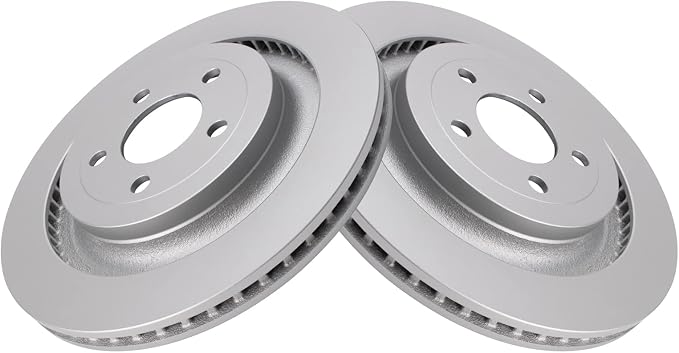 TRQ Rear Brake Rotor Set G Coated Vented Compatible with 2015-2023 Ford Mustang