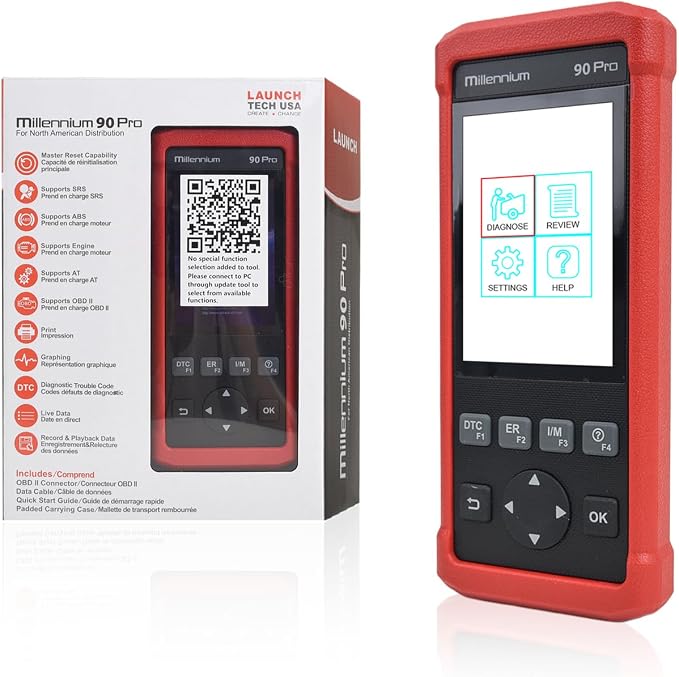 OBD2 Scanner LAUNCH Millennium 90 Pro Car Scanner, Full OBD2 Code Reader, Diagnostic Scan Tool for ABS SRS AT Engine, with Oil EPB BMS ABS Bleeding SAS Reset Service Functions, Lifetime Free Update