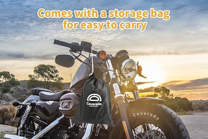 Motorcycle Cover Waterproof Outdoor 80 inches Length All Season Universal Protection, Coverado Scooter Covers with Inner Flame Retardant Fabric and Seam PU Tapes, Fit for Harley Davidsion Yamaha etc