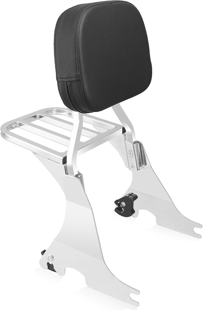 Detachable Passenger Backrest Sissy Bar with Luggage Rack and Docking Hardware Kits Fit For Harley Davidson Sportster XL 883 1200 2004-2023 (Chrome)