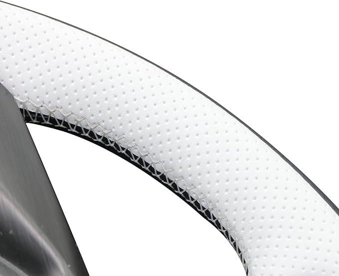 MEWANT DIY Stitched White Leather Steering Wheel Wrap Cover for GMC Sierra 1500 2019-2023 / Sierra 1500 Limited 2022 / Sierra 2500 2020-2024 / Sierra 3500 2020-2024 / Yukon (XL) 2021-2023 Accessories