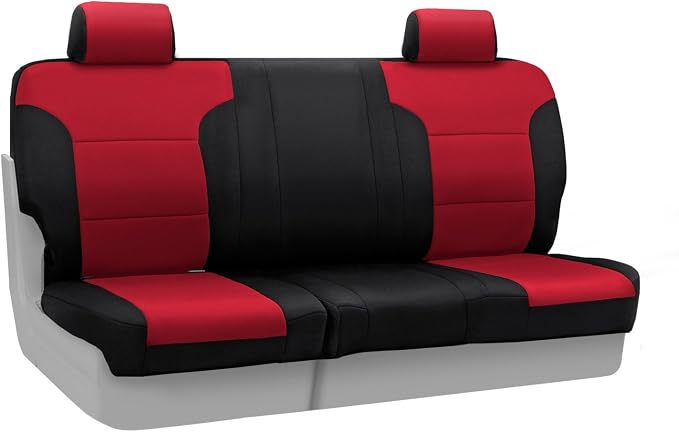 Coverking Custom Fit Front 50/50 Bucket Seat Cover for Select Ford F-Series Models - Neosupreme (Red with Black sides)