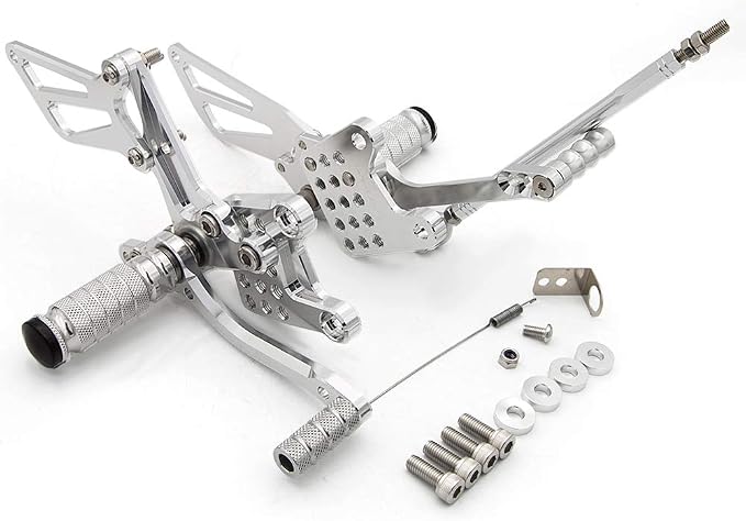 PROCNC Motorcycle Aluminum Rearsets Foot pegs Rear sets Footrest Fit for Suzuki GSXR1000 2000 2001 2002 2003 2004 GSXR750 1996-2005 SV650/SV650S SV1000/S 1998-2014 GSX600 2000-2005 (Sliver)