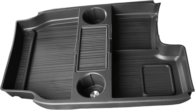 Compatible with 2026 Toyota Sienna Center Console Organizer with Cup Holder, Lower Storage Box Accessories (TPE Material with Original car Wood Grain (Compatible with 2021-2026 Toyota Sienna), Black)