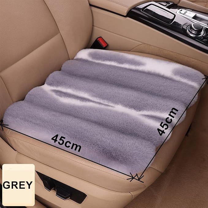 1 Front Seat Fluffy Faux Rabbit Fur Car Seat Cover for Fuzzy Soft Auto Universal Car Seat Plush Vehicle Seat Protector Pad with Non-Slip Backing, Car Accessories Home and Office Chair