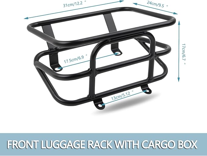 Mokuo Motorcycle Front Luggage Rack with Cargo Box in Heavy Iron Material Comaptible with Yamaha Zuma 125 2023,Black Color