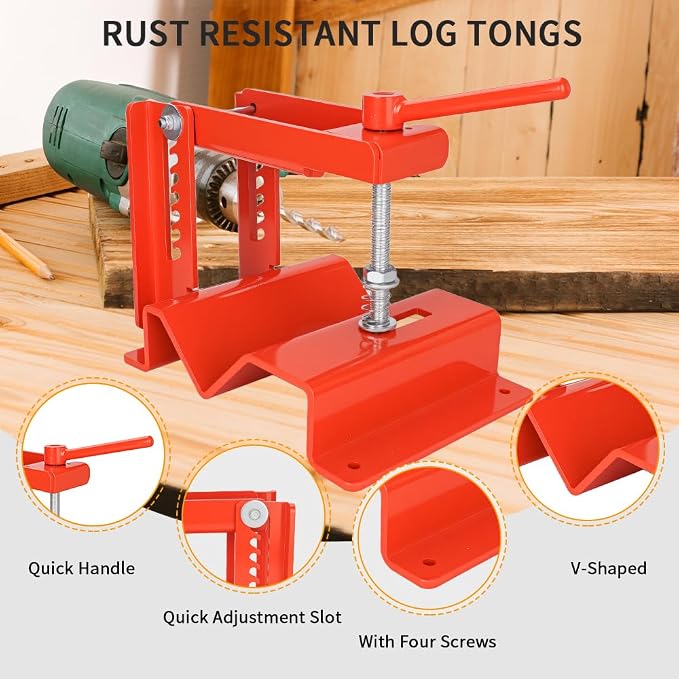 Log/Pipe Clamp Lock, for 1-1/2" - 4-3/4" Logs Upgraded Log Holder for Cutting, Quick Adjustment Wood Vice for Woodworking Avoid Slipping and Rolling