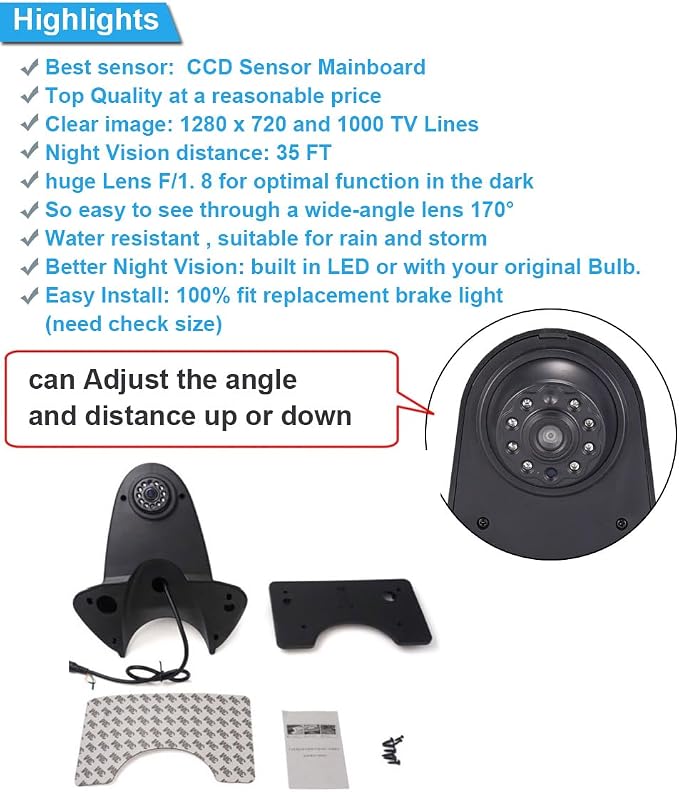 Car Top Mount Reverse Parking Camera, for Mercedes-Benz Sprinter 3,5-T 3-T 4,6-T 5-T B906 209 210 211 213 214 215 216 218 309 310 311 313 314 315 316 318 319 324 411 413 414 415 416 418 424 510 513