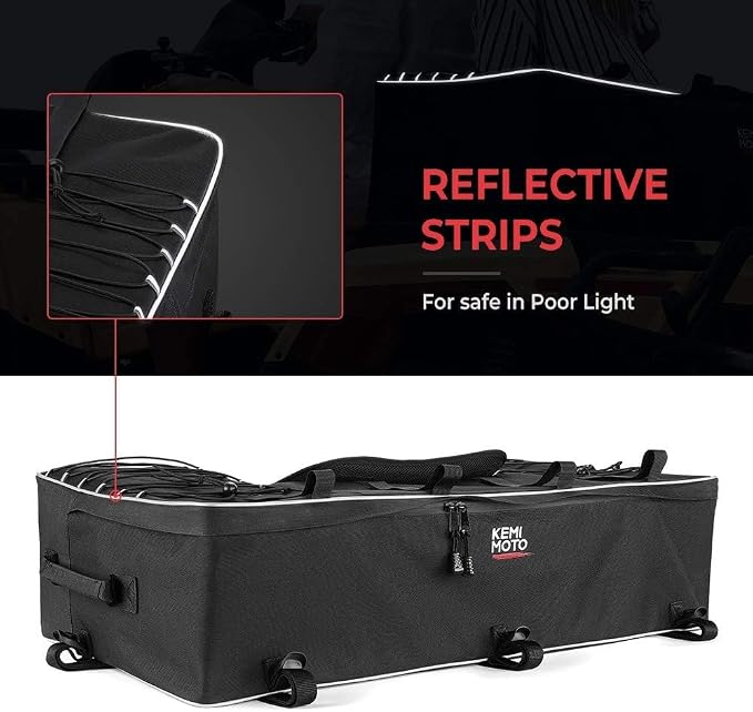 KEMIMOTO Upgraded ATV Storage Bags, 55L ATV Rear Seat Storage Bag Water-Resistant Four Wheeler Gear Bag Back Seat with Built-In Frame, Removable Cushion for Passenger