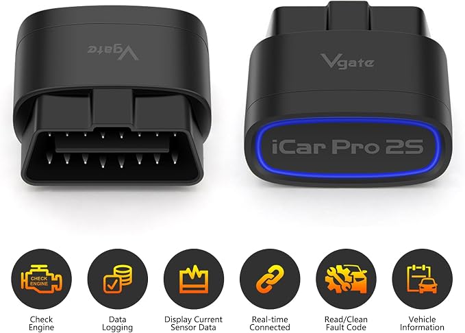 Vgate iCar Pro 2S Bluetooth OBD2 Code Reader BLE 5.2 OBD2 Scanner OBDII Fault Diagnostic Scan Tool for iPhone, iOS, Android, and Windows - [Upgraded Version of iCar Pro]