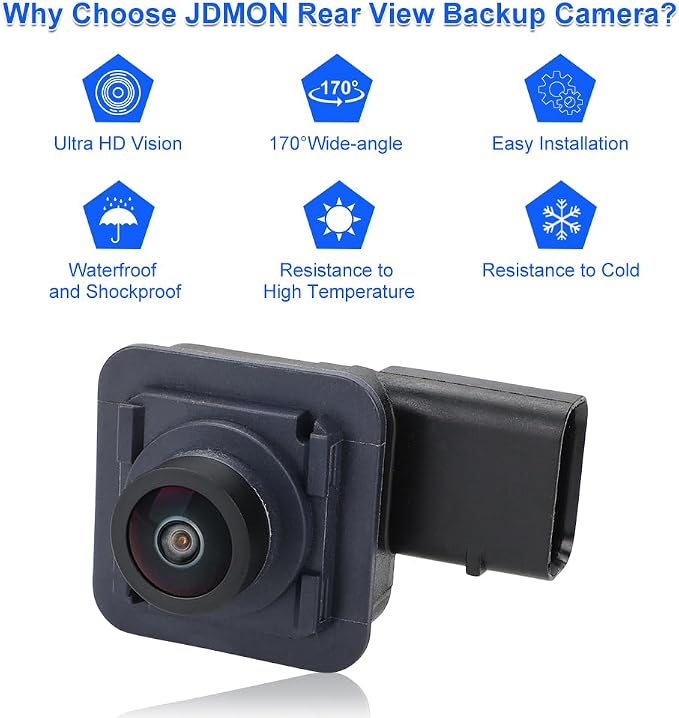 JDMON Backup Camera Replacement for Ford F150 GL LX 2017, Limited SSV 2016-2019, King Ranch Lariat Platinum XL XLT 2015-2019 Reverse Park Assist Camera Replacement for FL3T-19G490-AG FL3Z-19G490-B