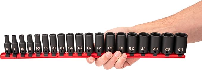 TEKTON 3/8 Inch Drive Impact Socket Set, 19-Piece | SID91117