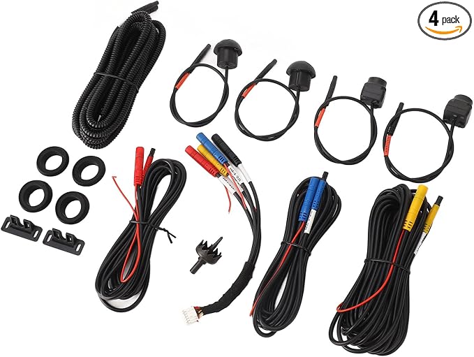 360 Car Camera Panoramic Surround View System, 4 Cameras with Night Vision, IP68, Plug and Play, Metal + ABS, Starlight Night Vision, Installation at Front grill bumper, bottom