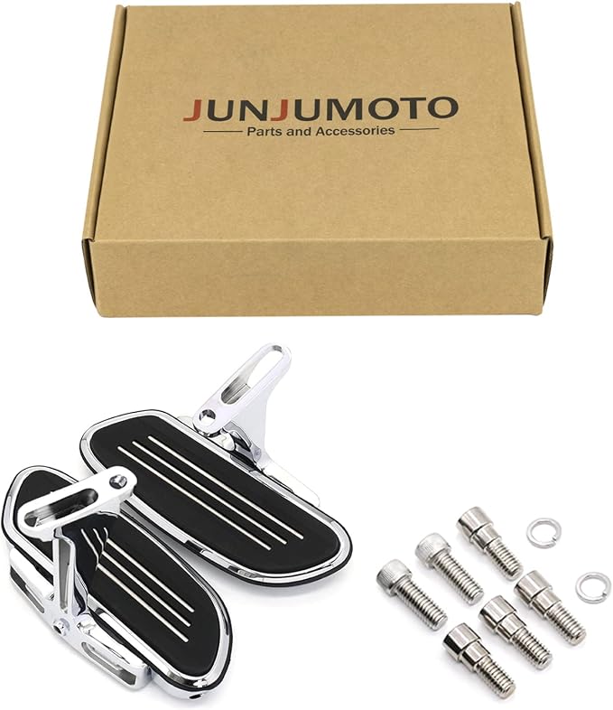 Motorcycle Passenger Floorboard Streamliner Footboard with Mount Bracket Kit Fit for Harley Touring Road Glide Street Glide Road King Electra Glide 1993-2025 (Chrome)
