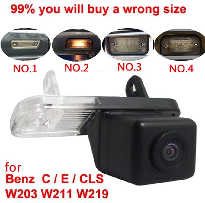 Car Backup Camera, Waterproof Rear-View License Plate Light Reverse Parking Camera for Mercedes-Benz C-Klasse W203 C240 4 Matic 2004/SL R230 Cabriolet/CLK W209/A209/C209 Cabrio/Chrysler Crossfire