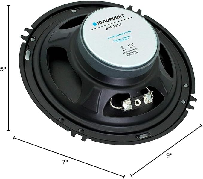 BLAUPUNKT BPS-E652 6-inch 2-Way Car Speakers 80W with Grilles - High-Fidelity Sound, Durable Construction, Easy Installation - Includes 2 Speakers Bundle with Gravity Magnet Phone Holder