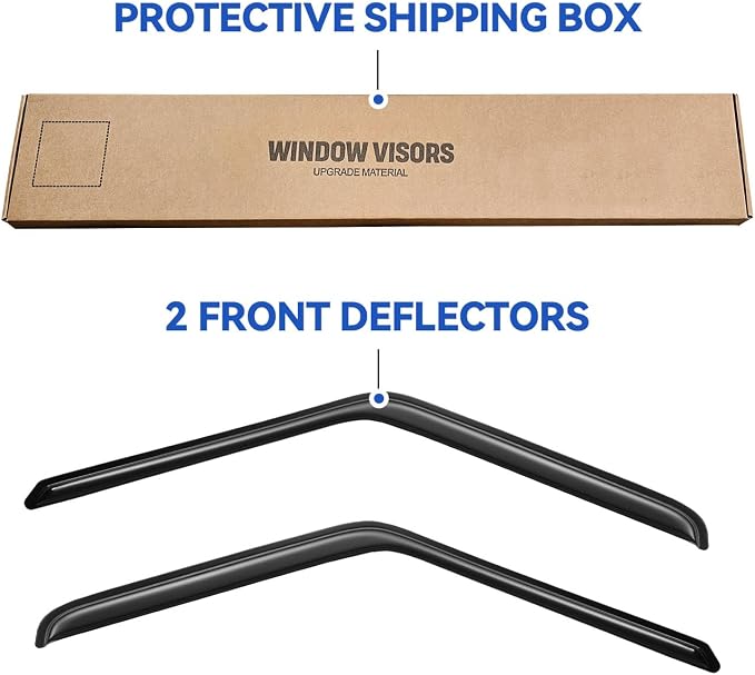 Window Visors Rain Guards for 1980-1996 Ford F150 F250 F350 Standard Cab, Out-Channel Window Vent Wind Deflectors Visors Shades for 80-96 Bronco, for 2 Front Doors