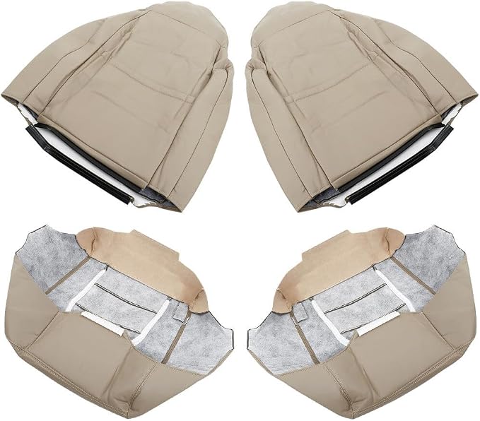 4 Pcs Driver & Passenger Seat Cover and Backrests Cover Tan Replacement for F250 F350 Lariat 1999 2000