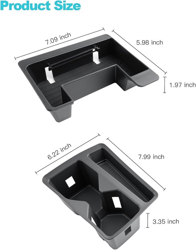 CDEFG 2Pcs for 2025 2026 Volkswagen Tiguan Center Console Organizers, for 2025 2026 VW Tiguan Accessories Middle Console Organizer Tray Armrest Storage Box Cup Holder