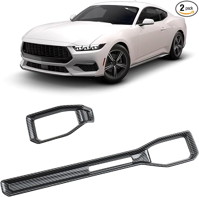 Carbon Fiber Center Console Dashboard Panel Cover & AC Air Vent Cover Compatible with Ford Mustang 2024 2025