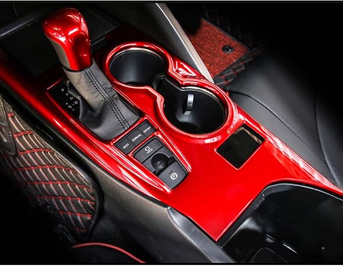 Rifoda for 2018 2019 2020 2021 2022 Toyota Camry ABS Accessories Center Console Gear Shift Panel Cover Fit for Carmy XLE XSE and All Hybrid Editon Interior Trims Red