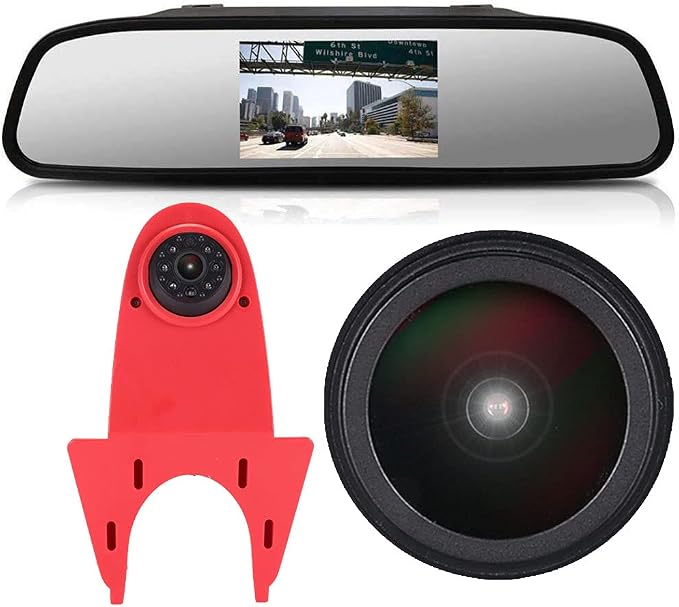Caros 1280x720 Pixels 1000 TV Line 3rd Third Brake Light Reversing Camera Brake lamp Parking Camera Replacement VW Crafter 2017 Man TGE ab 2017 Back up Waterproof Night Vision+4.3inch Reverse Mirror