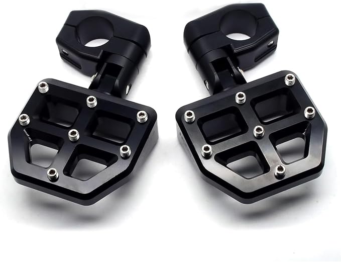 MZS Motorcycle Highway Pegs, 1.25" Highway Foot Pegs Mount Short CNC Aluminum Compatible with Road King Softail Road Electra Street Glide Sportster Vulcan Chief Boulevard for 1 1/4 Engine Guard
