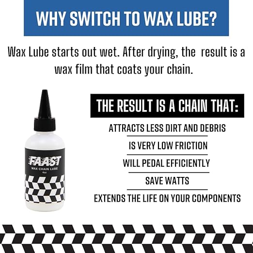 FAAST Wax Chain Lube - 4 fl oz - Liquid Wax Emulsion Chain lube for Low Friction on Road, Gravel and Mountain Biking.