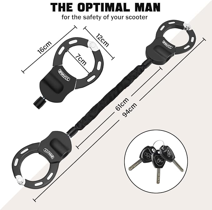 NO Logo Bike Lock - Chain Lock and Bag for Electric Scooter, Motorcycle, Bicycle