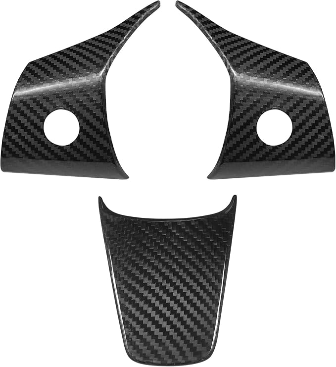 Compatible with Tesla Model 3/Y 2017 2018 2019 2020 2021 2022 2023 Real Carbon Fiber Steering Wheel Button Cover Interior Decoration Trim Accessories