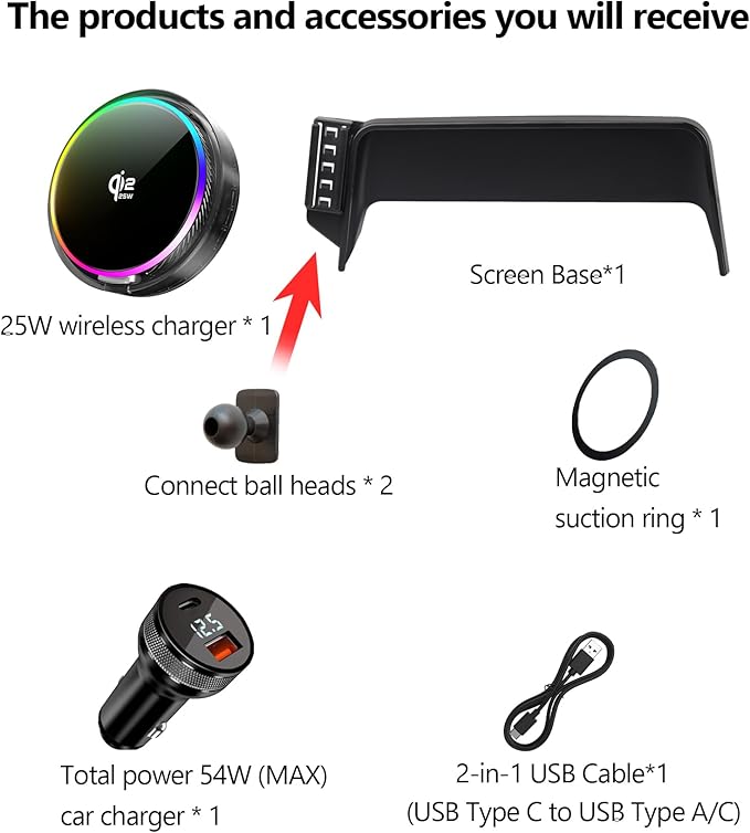 Qi2.2 25W Magnetic Car Mount Charger for 2021-2026 Nissan Rogue/2019-2025 Altima/2020-2025 Sentra Accessories,for Fast Charging Cell Phone Holder 8 Inch Screen Fixed Clip with Cooling Fan